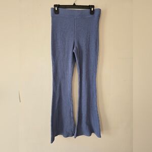 aerie Blue Waffle-Knit Flared Leggings